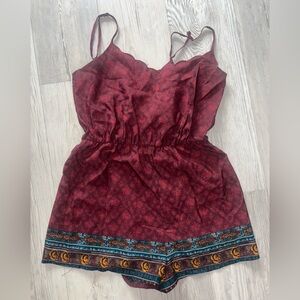 Urban Outfitters Burgundy Floral Romper